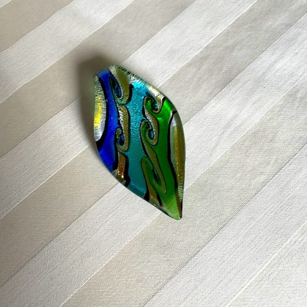 Handcrafted glass leaf pendant multicolor